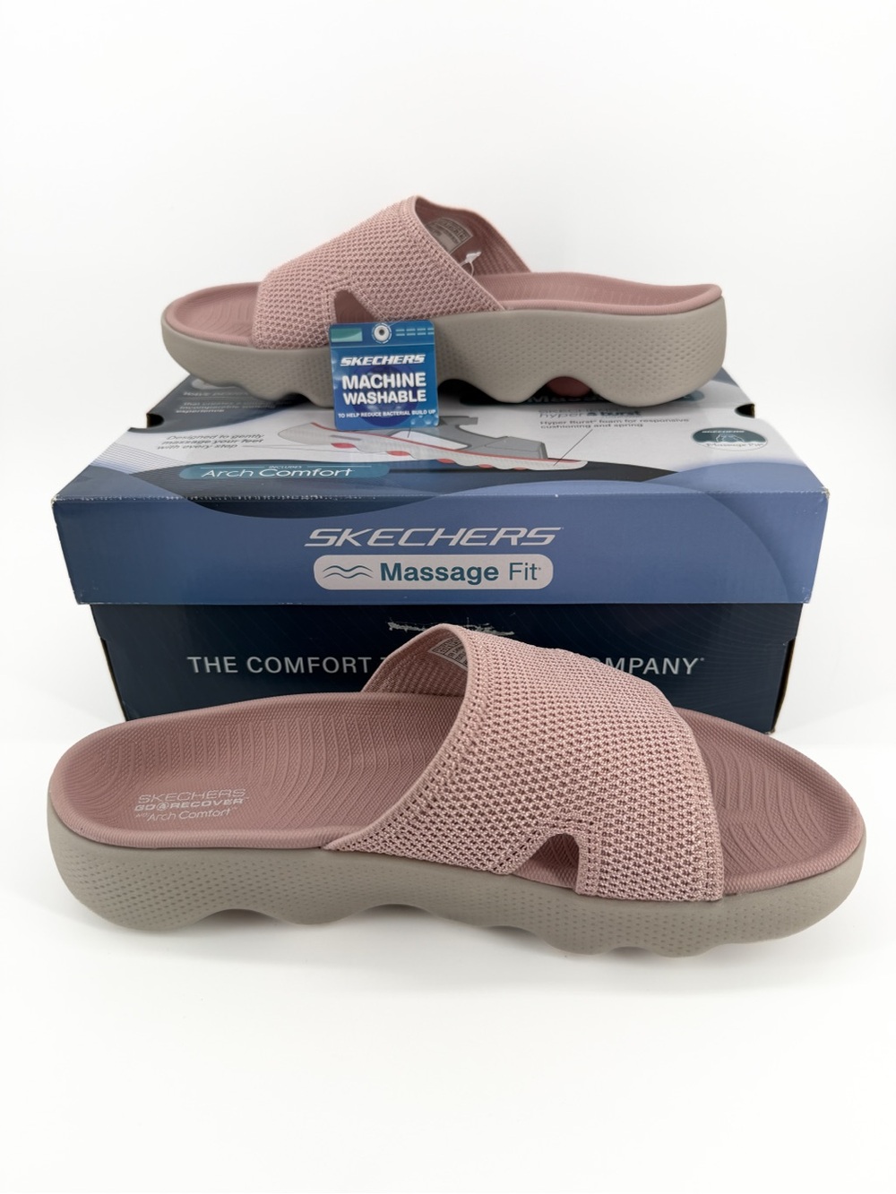 Skechers On-The-Go Massage Fit Revive Roxie Arch Comfort Slides Blush 11 NEW